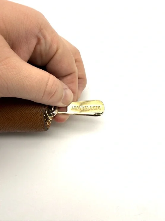 Michael Kors Jet Set Saffiano Zip Around Wallet Brown and Gold - Picture 6 of 14